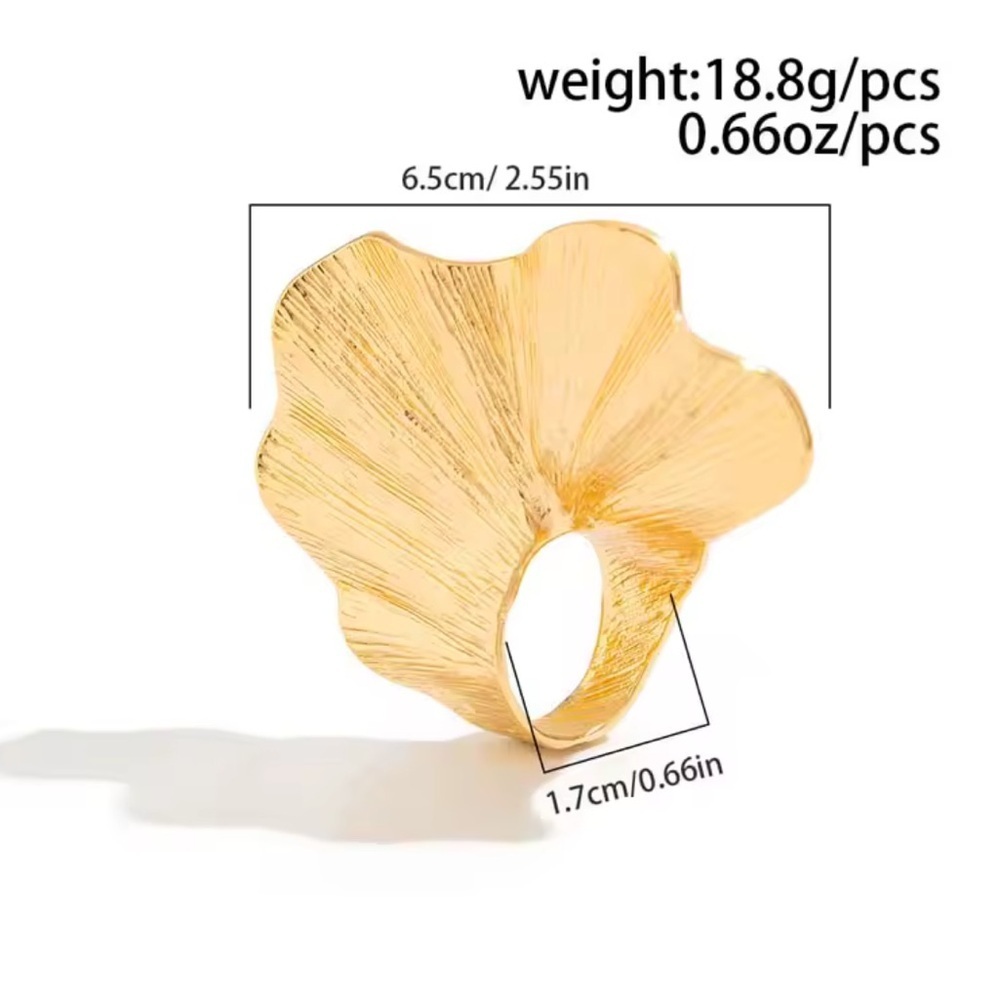 Zara Gold Irregular Wide Leaf Ring - Picture 7 of 7
